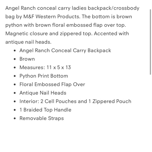 Angel Ranch Concealed Carry backpack - Picture 7 of 7